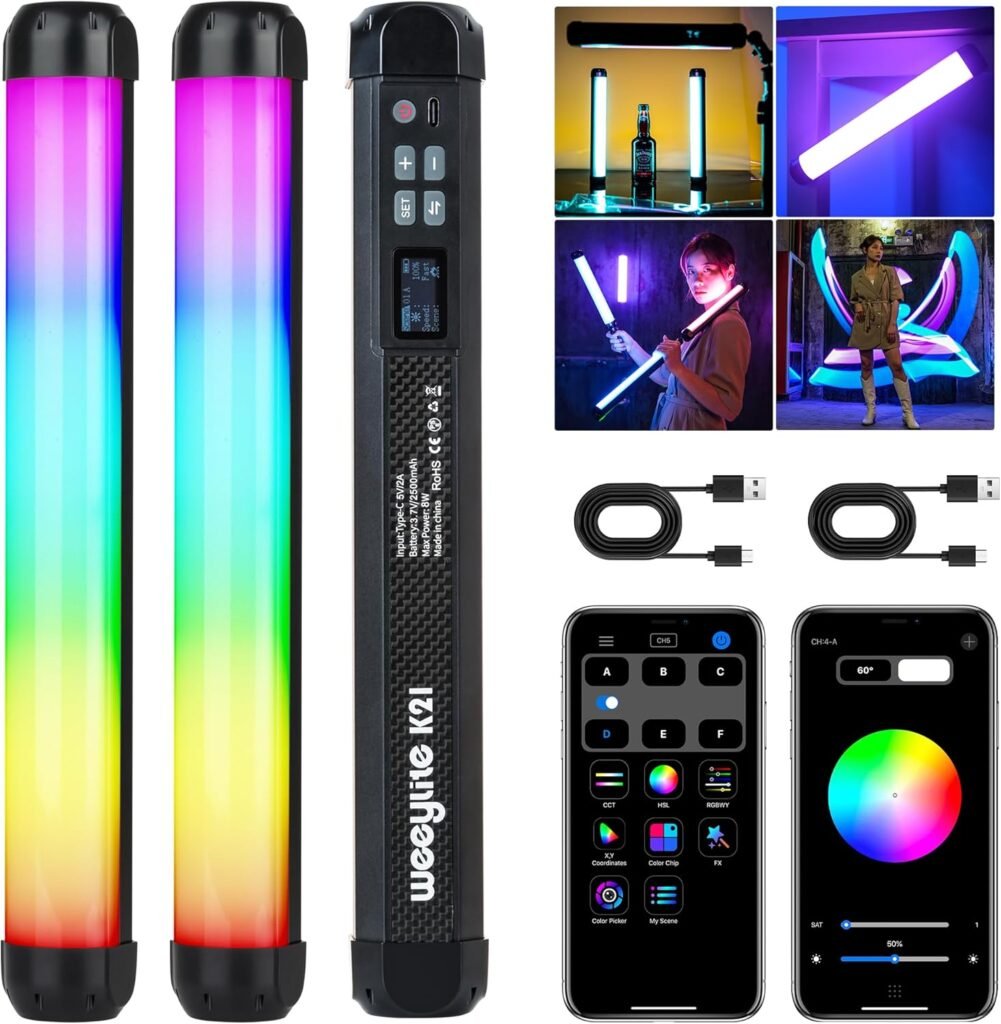 Δύο μαγνητικά RGB φωτιστικά σωλήνες weeylite K21 με δυνατότητα προσαρμογής χρωμάτων